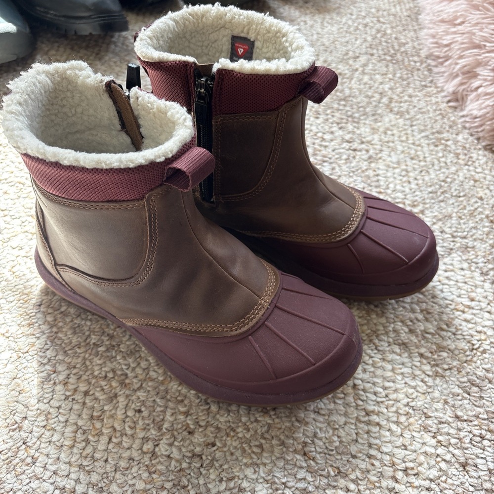 L.L. Bean TEK2.5 Boots Womens Size 6.5 Primaloft Ankle Winter Snow Faux Fur Zip